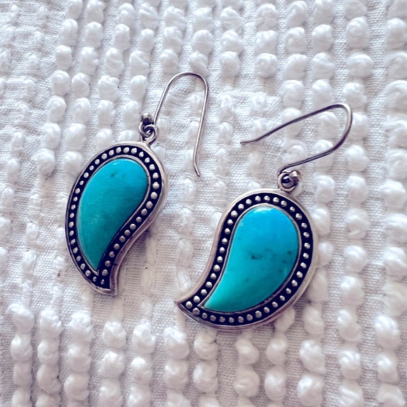 Unique Sterling Silver Turquoise Drop Earrings - Picture 4 of 6